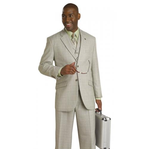 E. J. Samuel Olive Plaid Suit M2622